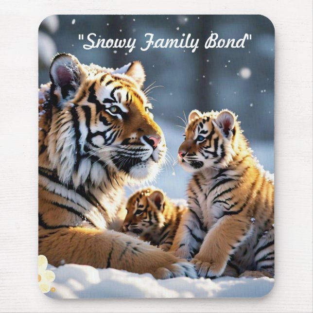 "Tigress in Winter Wonderland" Mouse Pad (Front)