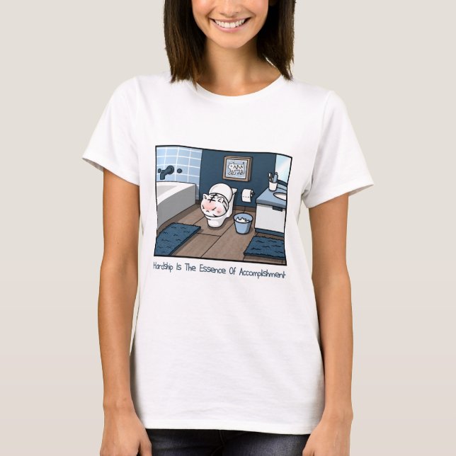 Tigumi's Daily Hardship; Cartoon Cat, Funny Cat T-Shirt (Front)