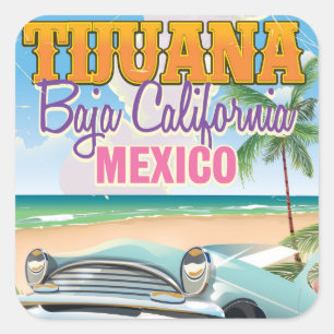 Tijuana Baja California Mexico travel poster Square Sticker