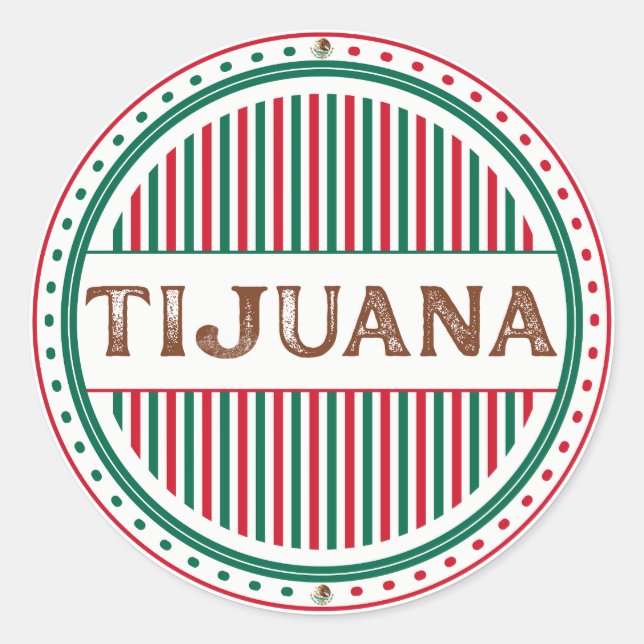 Tijuana City Pride Emblem – Mexican Identity Classic Round Sticker (Front)