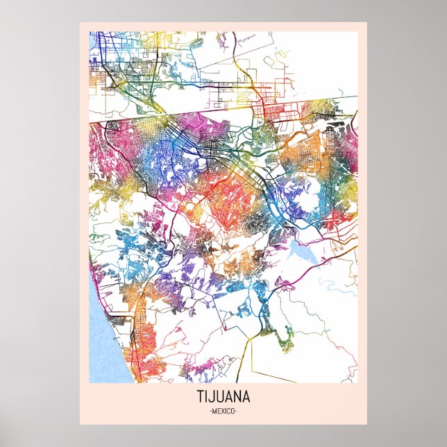 Tijuana Mexico City Map Poster (Front)