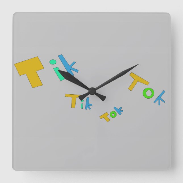 Tik Tok Square Wall Clock (Front)