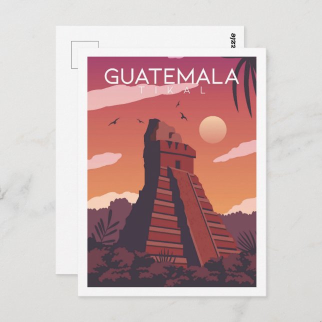Tikal Guatemala Famous Travel Place Illustration Postcard (Front/Back)