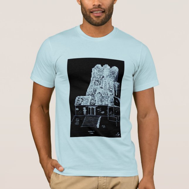 Tikal T-shirt w. text: TEMPEL II TIKAL, 4-1-80 JF. (Front)