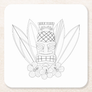 Tiki Adult Colouring Paper Coaster