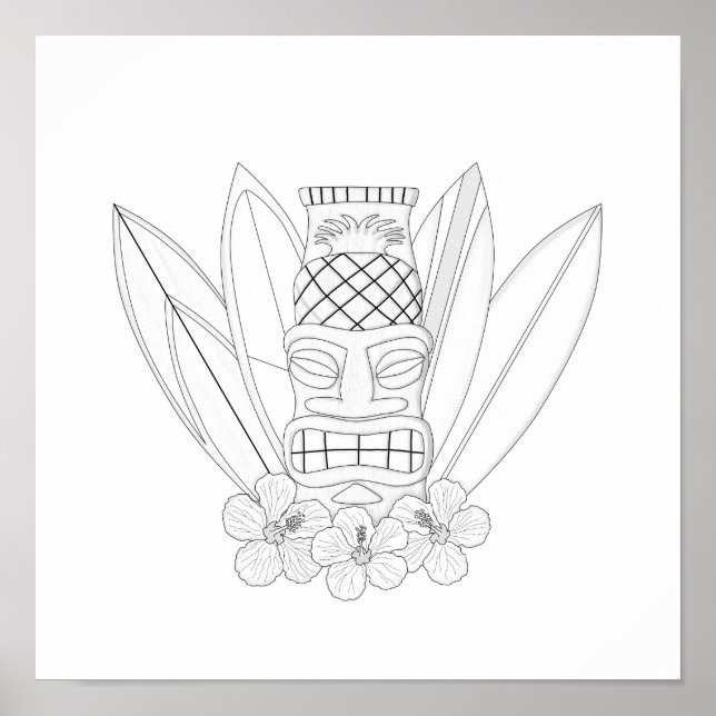 Tiki Adult Colouring Poster (Front)
