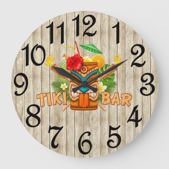 Tiki Bar Beige Acrylic Wall Clock (Front)