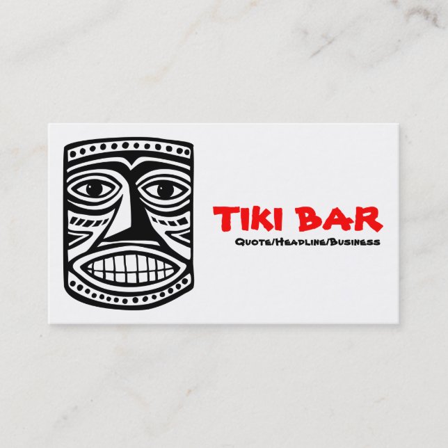 Tiki Bar - Black, Red & White Business Card (Front)