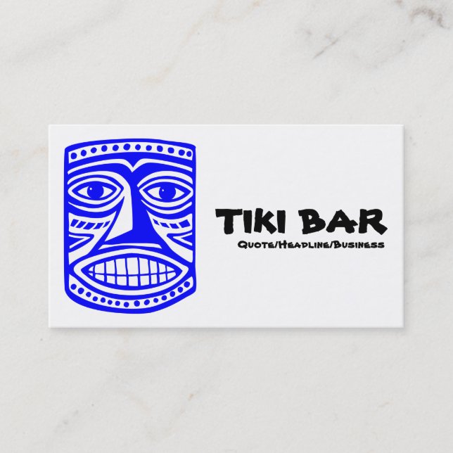 Tiki Bar - Blue, Black & White Business Card (Front)