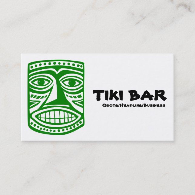 Tiki Bar - Green, Black & White Business Card (Front)