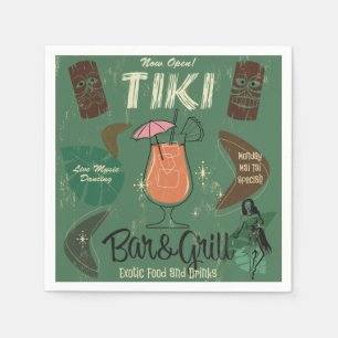 Tiki Bar&Grill Retro Cocktail Napkins