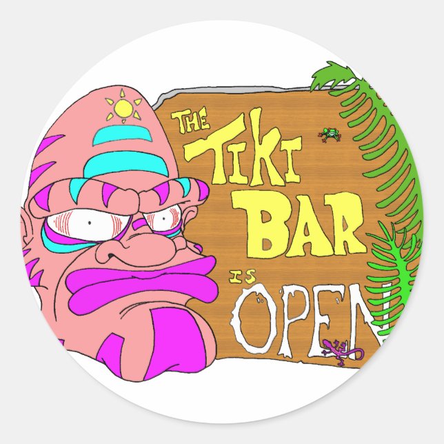 Tiki Bar is OPEN Classic Round Sticker (Front)