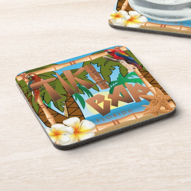 Tiki Bar Party Design Coaster (Left Side)