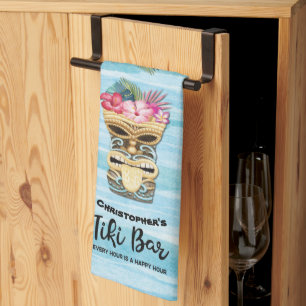 Tiki Bar Party Monogrammed Tea Towel