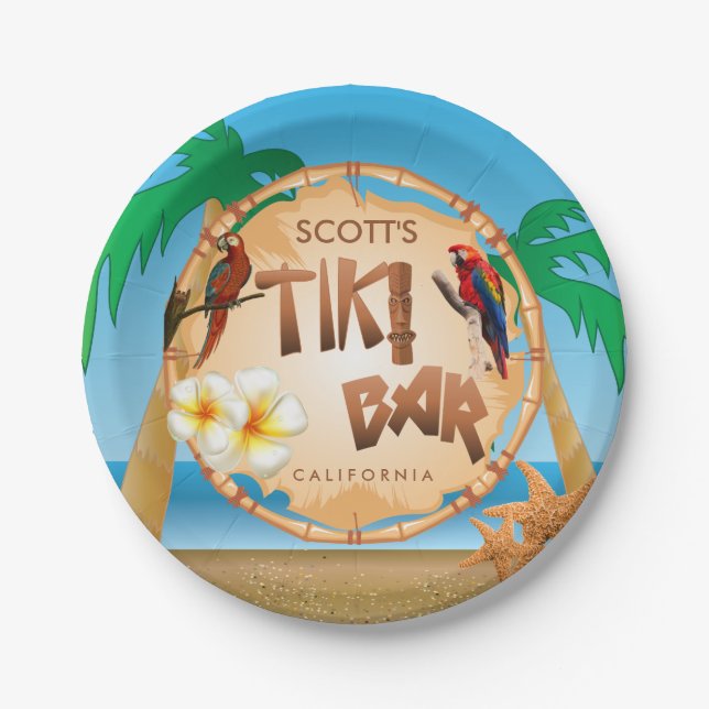 Tiki Bar - Personalised Paper Plate (Front)