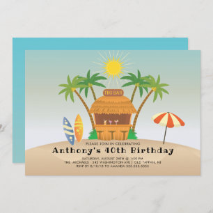 Tiki Bar Summer Birthday Party Invitation