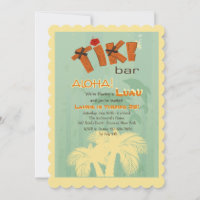 Tiki Bar With Dolphins Invitation