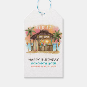Tiki Beach Bar Tropical Sea Birthday Gift Tags