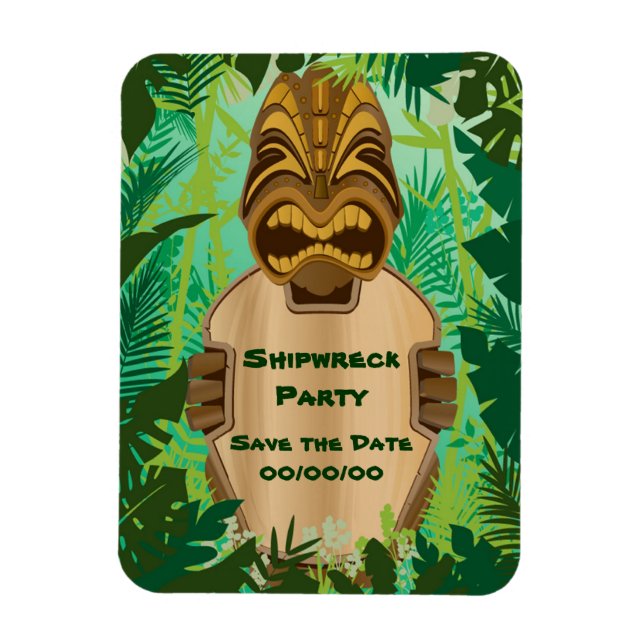 Tiki Beach Save-the-Date Magnet (Vertical)