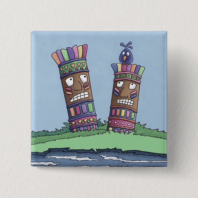 Tiki Bird Plum Button (Front)