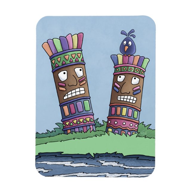 Tiki Bird Plum Magnet (Vertical)