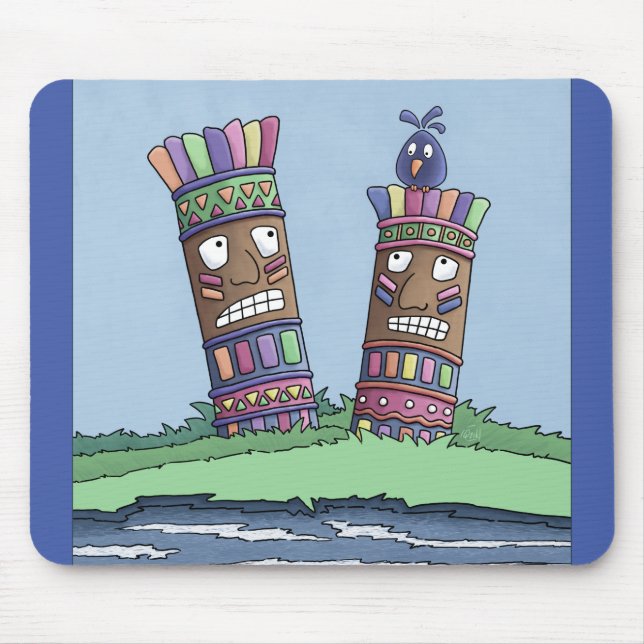 Tiki Bird Plum Mouse Pad (Front)