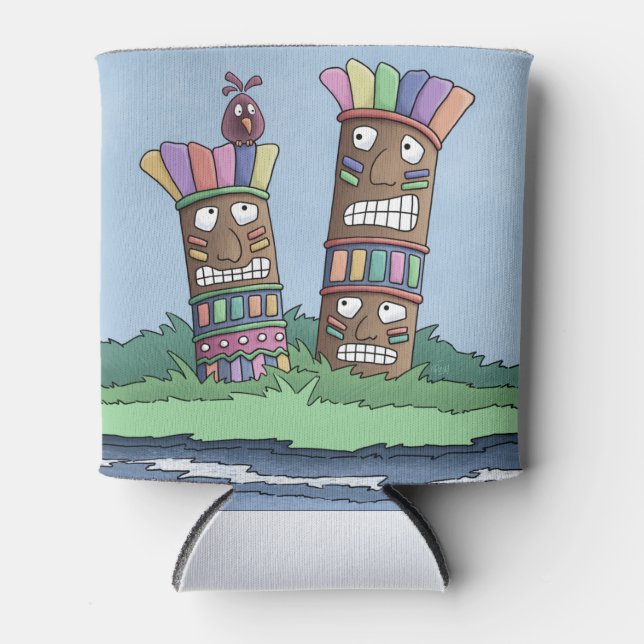 Tiki Bird Rosebud Can Cooler (Front)