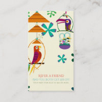 Tiki Birds Birthday Party Vintage Refer a Friend