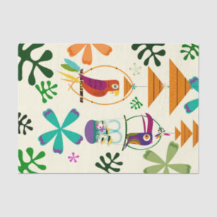 Tiki Birds Modern Vintage Retro Tropical Tissue Paper