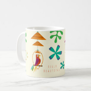 Tiki Birds Vintage Retro Art Personalised Custom Coffee Mug