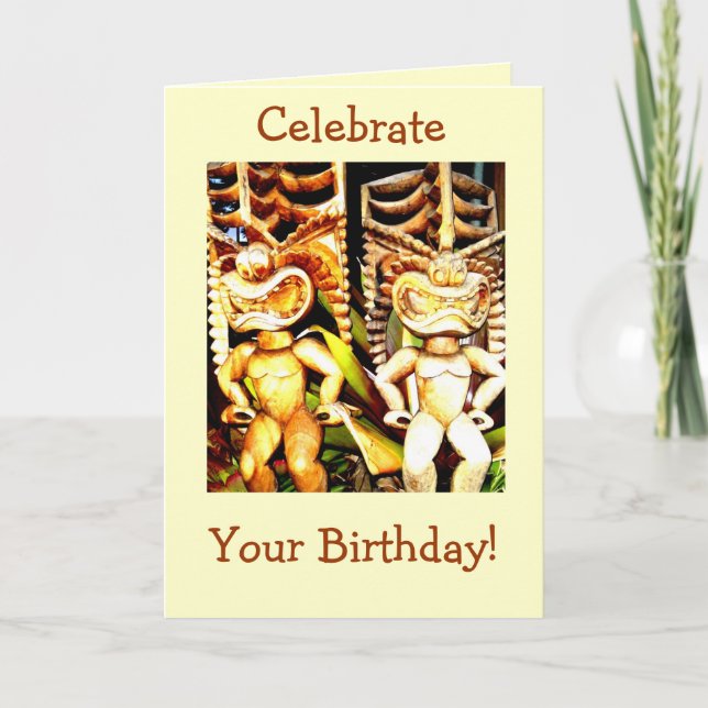 Tiki Birthday Card (Front)