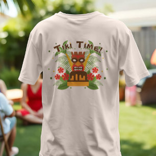 Tiki Birthday Palm Trees Hawaiian Flowers Luau Tri-Blend Shirt