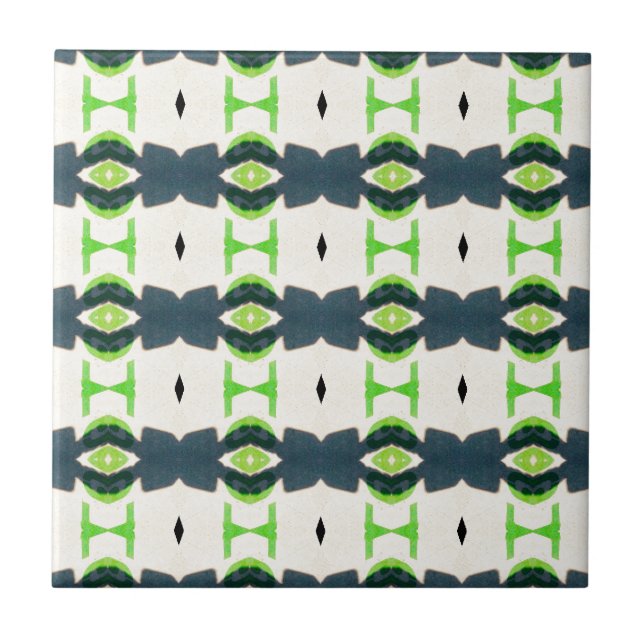 Tiki design pattern ceramic tile (Front)