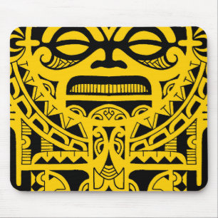 Tiki god tattoo design polynesian face tribal mouse pad