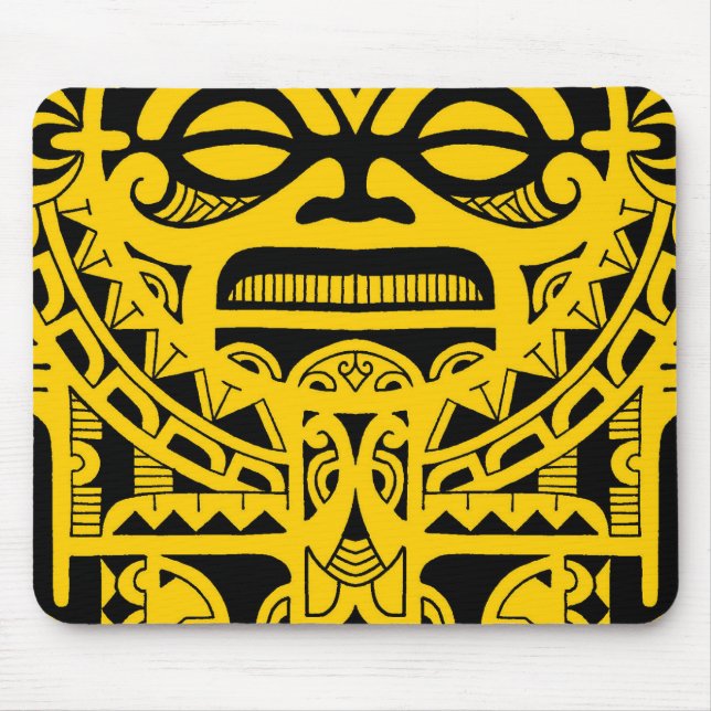 Tiki god tattoo design polynesian face tribal mouse pad (Front)