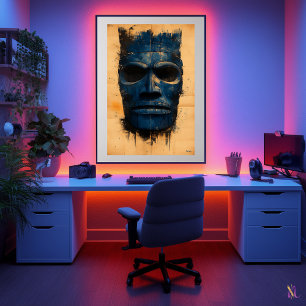 Tiki Guardian Mask – Polynesian Spiritual Symbol Poster