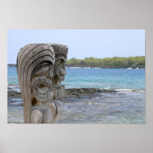 Tiki Guardians in Kona, Hawaii - Print