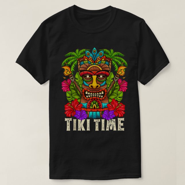 Tiki Hawaii Hawaiian Aloha Hula Surf Island Party  T-Shirt (Design Front)