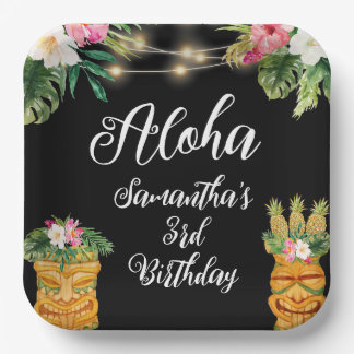 Tiki Hawaiian Aloha Tropical Birthday Luau Party Paper Plate