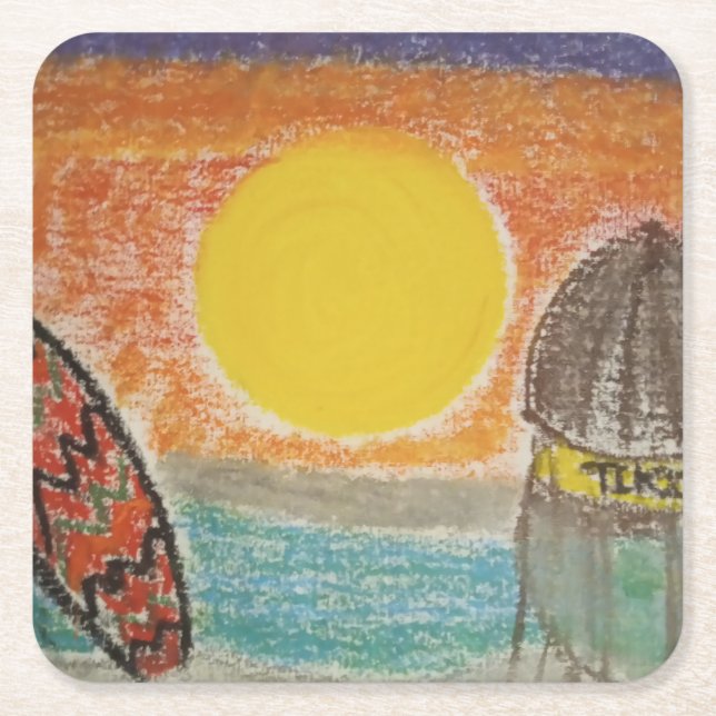 Tiki Hawaiian vacation coaster must have (Front)