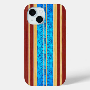 Tiki Hawiian Faux Wood Surfboard iPhone 15 Case