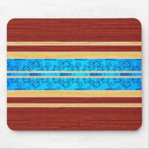 Tiki Hawiian Faux Wood Surfboard Mouse Pad