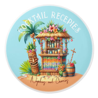 Tiki inspired Summer theme custom text Ceramic Knob