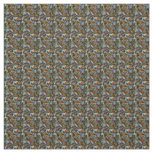 Tiki Jungle Mid Century Modern Illustration Fabric