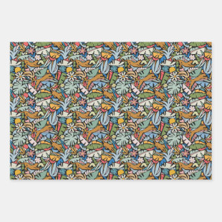 Tiki Jungle Wrapping Paper Flat Sheet Set of 3
