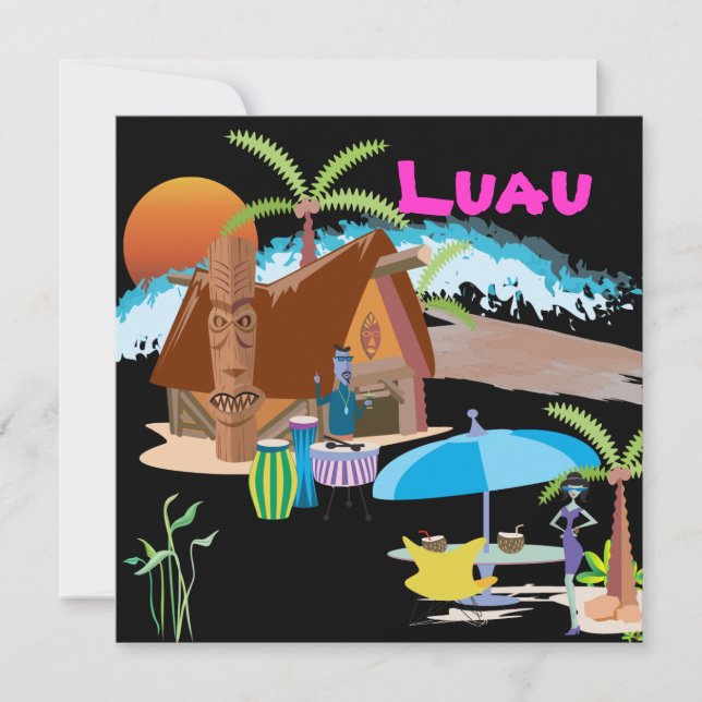 Tiki/Luau at sunset Invitation (Front)