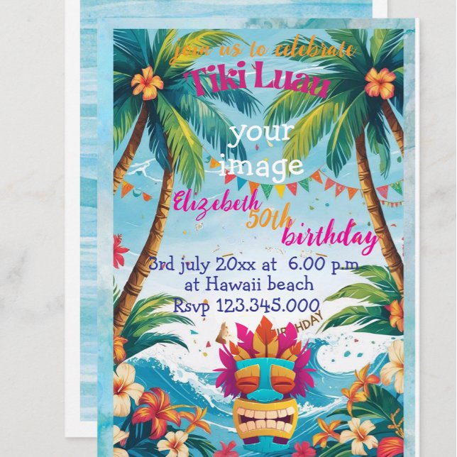 tiki luau tropical island beach Invitation (Creator Uploaded)