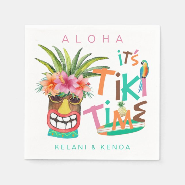 Tiki Luau | Tropical Typography Napkin (Front)