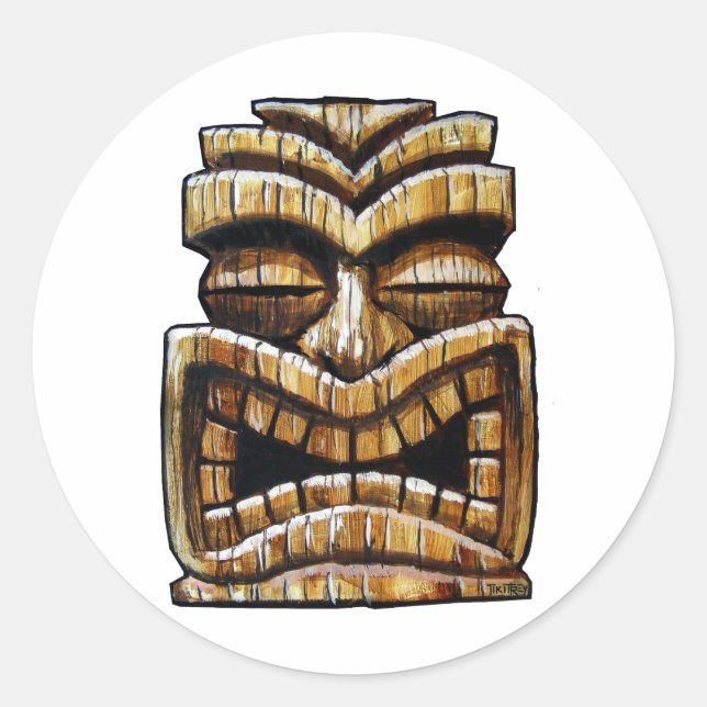 Tiki Man Classic Round Sticker (Front)