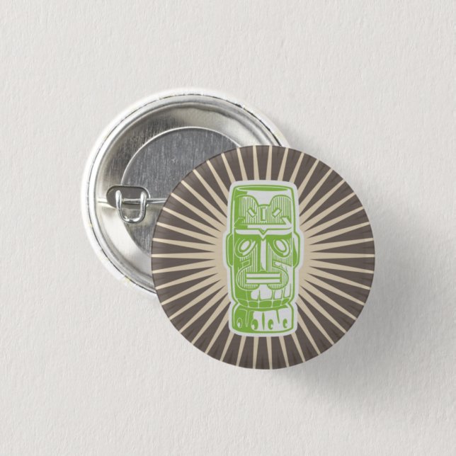 Tiki Man Green Button (Front & Back)